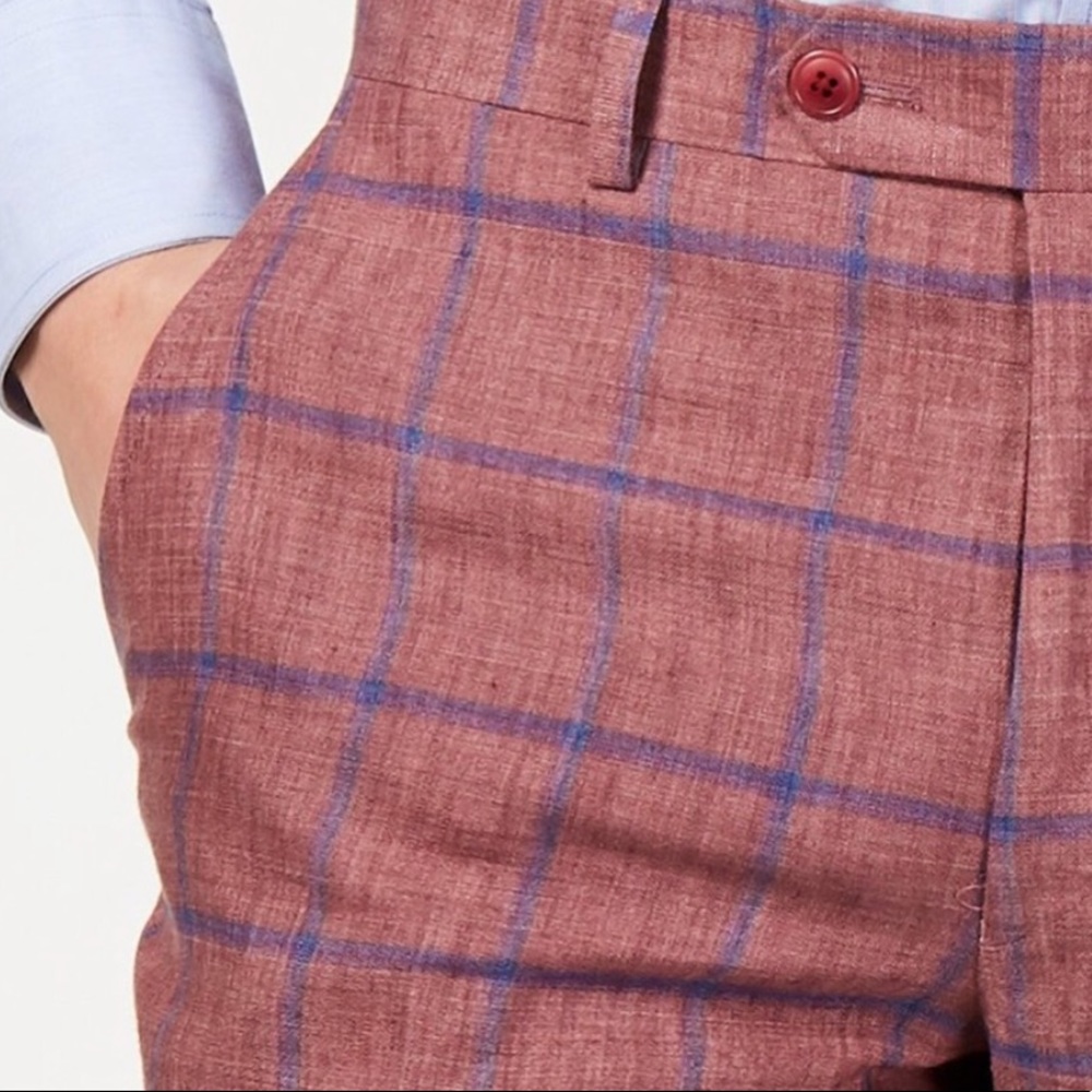 Tommy Hilfiger Modern Fit Brick/Blue Linen Pants